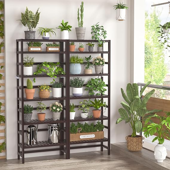 Homykic Bamboo 6-Tier Bookshelf and Closet System Bundle, Espresso