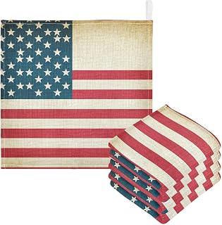 Vintage American Flag Baby Washcloths, 5 Pack of Cotton Newborn Washcloths, Extra Soft & Ultra Absorbent Muslin Washcloth Baby, Unisex 12 X 12 in