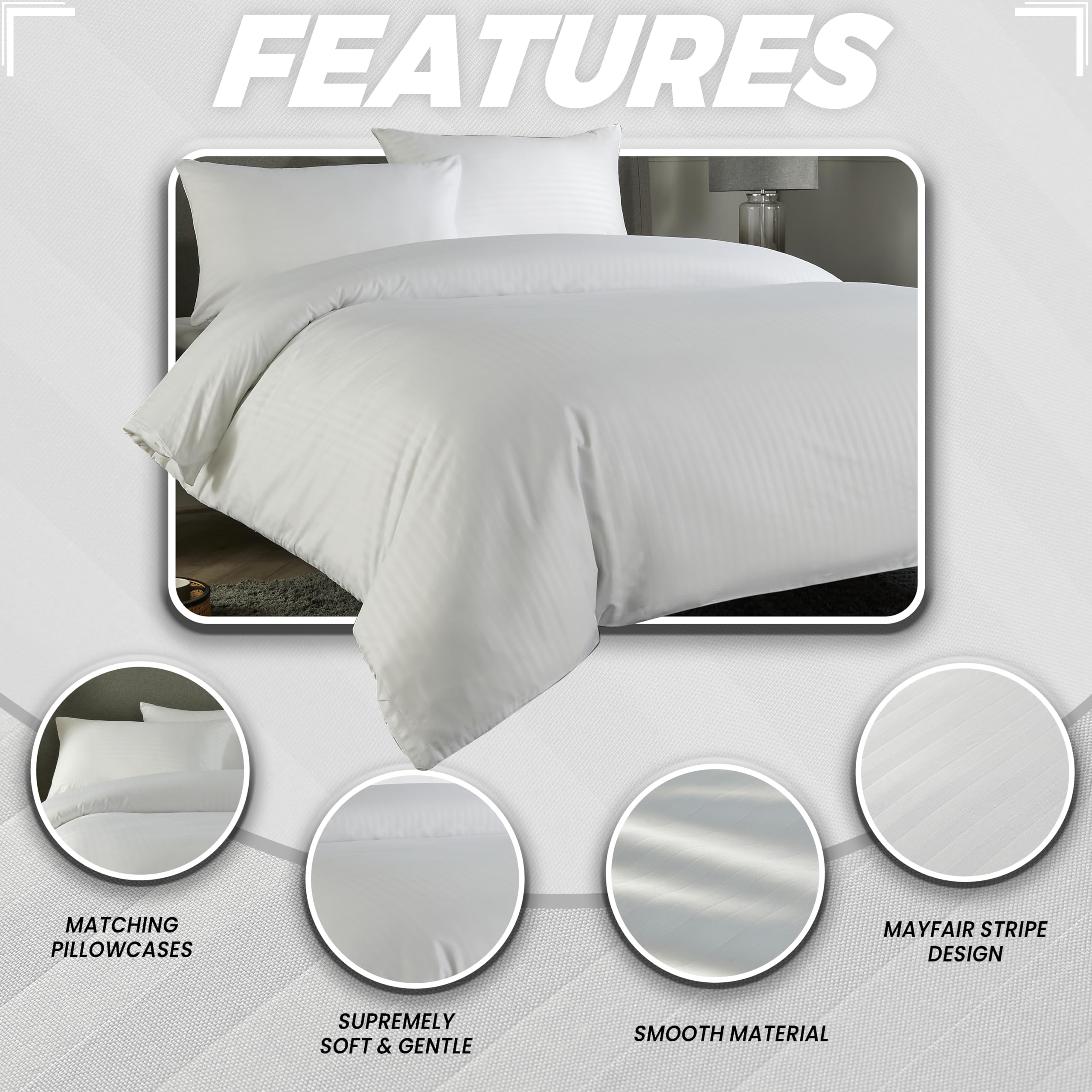 Olivia Rocco Mayfair Stripe Duvet Cover Set Easy Care Satin Stripes Comforter Reversible Bedding Quilt Covers With Pillowcases - Image 2