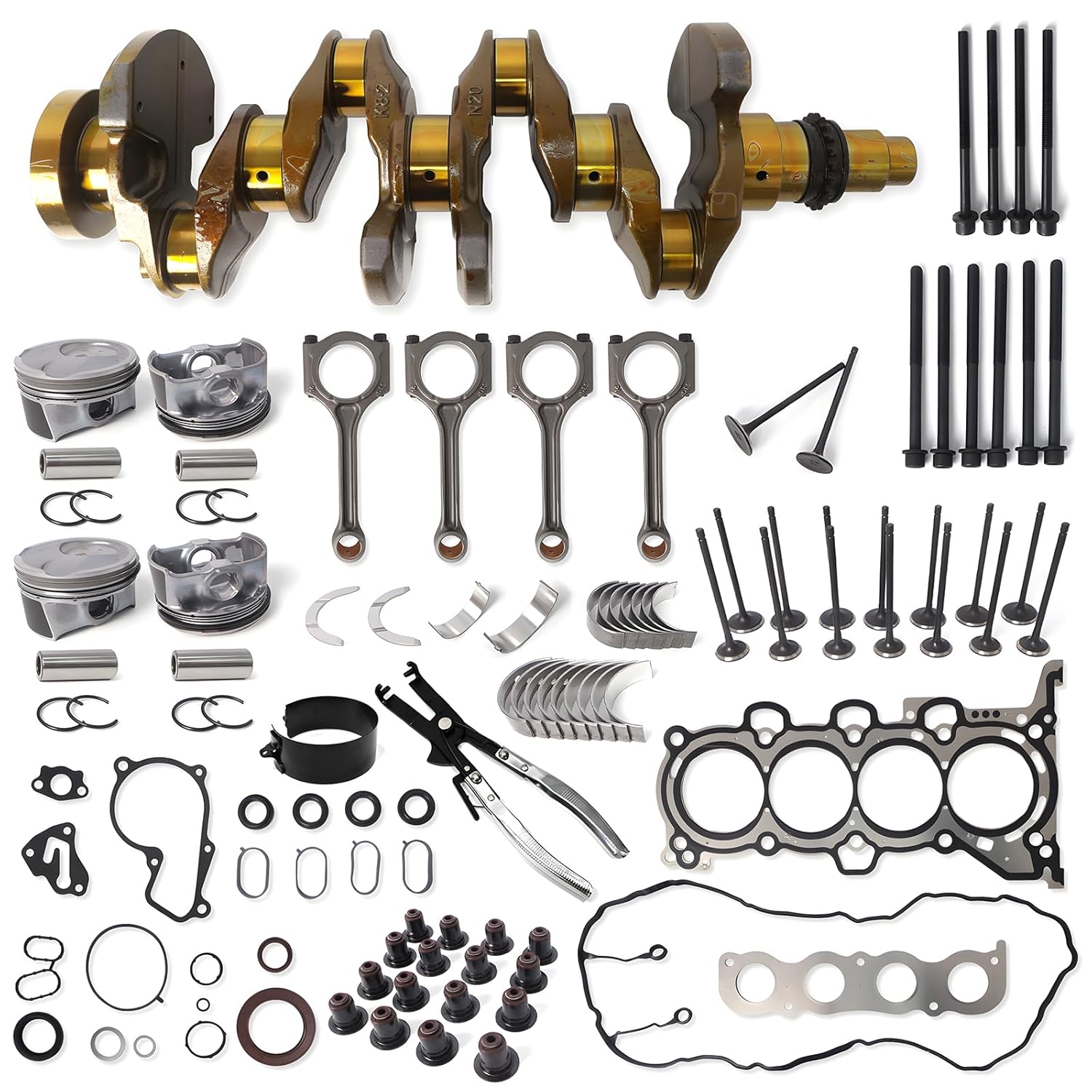 G4NC 2.0L Engine Rebuild Overhaul Kit with Crankshaft Connecting Rod & Head Gasket Set Fit for Hyundai Elantra Tucson Sonata, for Kia Forte Soul Forte5 Optima 2012-2021 23110-2E501