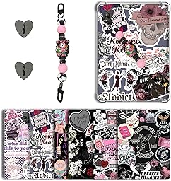 Muorruo 6-Pieces E-Reader Rear Inserts, for Kindle Paperwhite 11 12 Cover Accessories with Silicone Bead Bracelet & Pendant, Book-Theme Vintage Pattern Protection Set for Kindle E-Reader