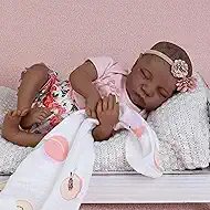 Milidool Lifelike Black Reborn Baby Dolls Girl - 18 Inch Realistic Girl Baby Dolls Black American Newborn Weighted Real Life Baby Dolls with Complete Accessories Gift Set for Kids 3+, Grandparents