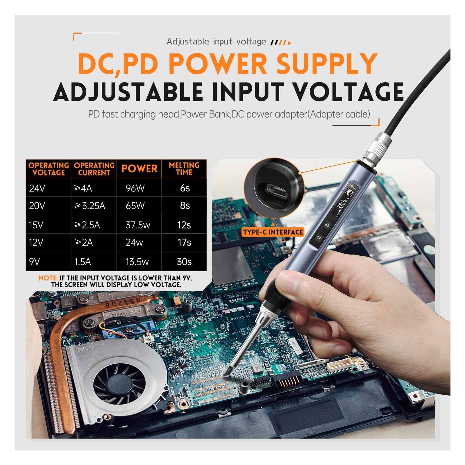 Equipo de soldadura, soldador eléctrico inteligente, PD 65W Temperatura constante ajustable Kit de estación de soldador portátil de calor rápido - Kit de soldadura(Bule HS01 Six)