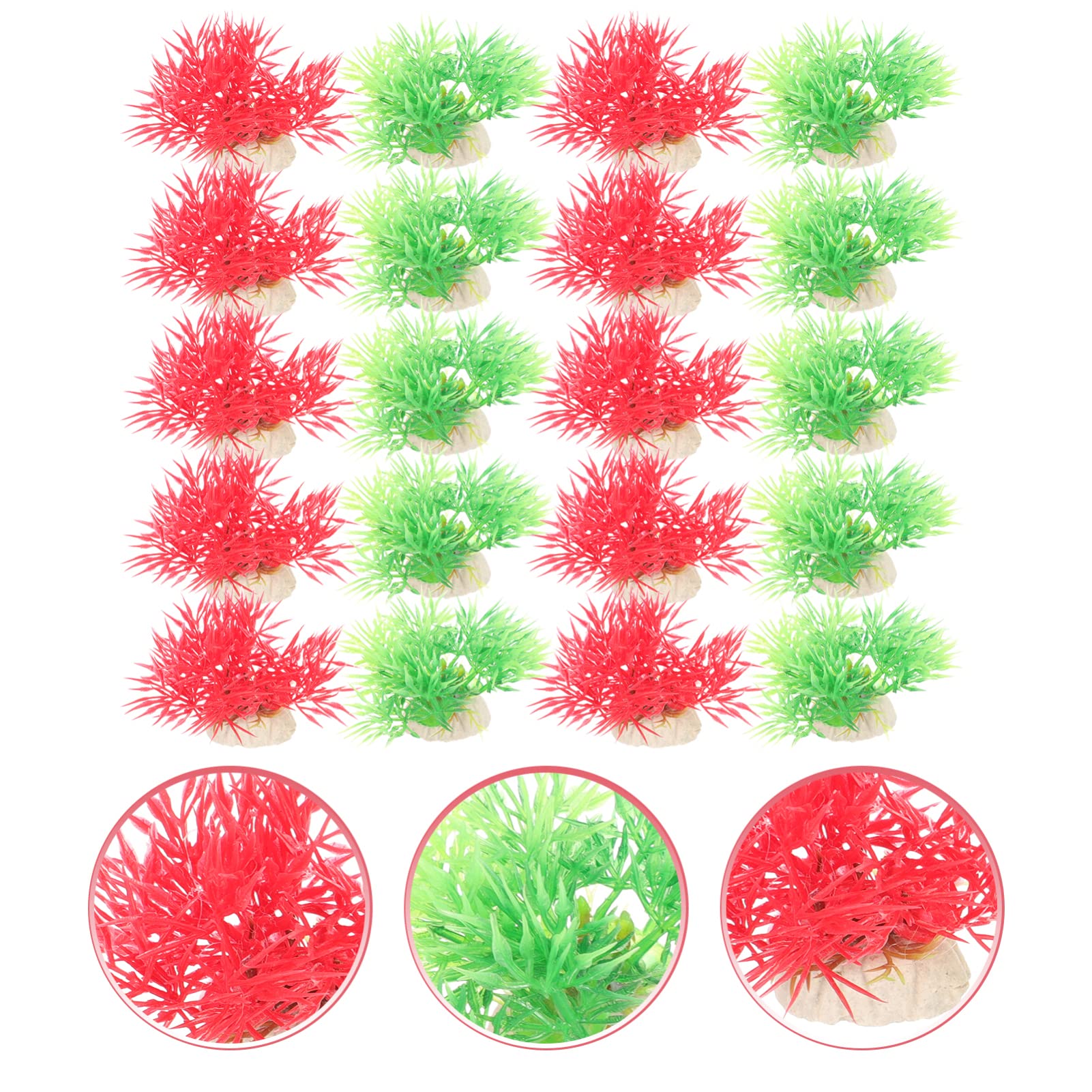 BESPORTBLE 4 Juegos Plantas De Agua De Plástico Simuladas Pecera De Arranque Peces De Acuario Plantas De Acuario Suaves Pequeña Hierba De Acuario Peceras El Plastico 20 Piezas * 4