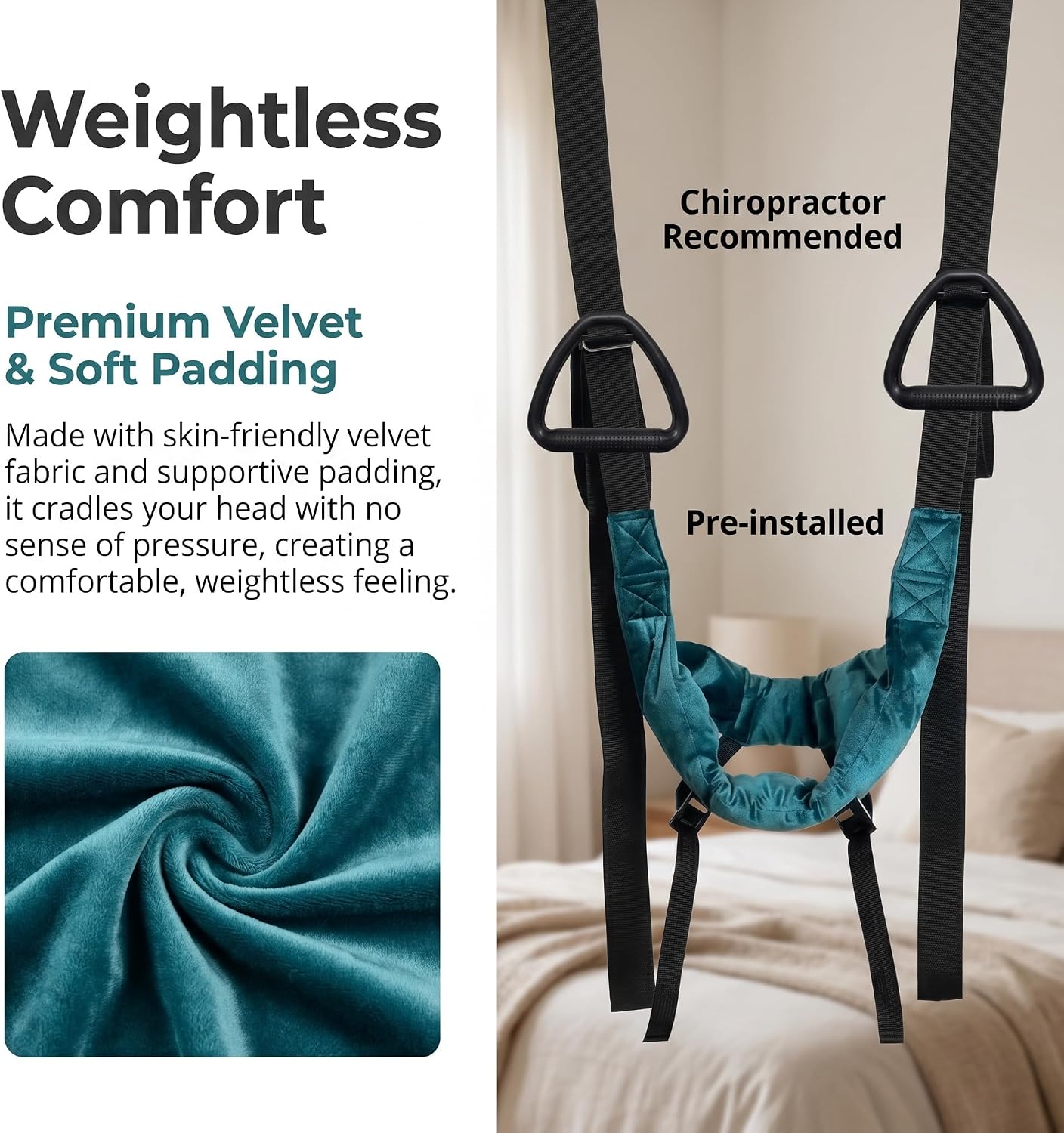Neck Stretcher Cervical Traction Device for Spine Decompression, Portable Hammock for Home, Office, or Travel