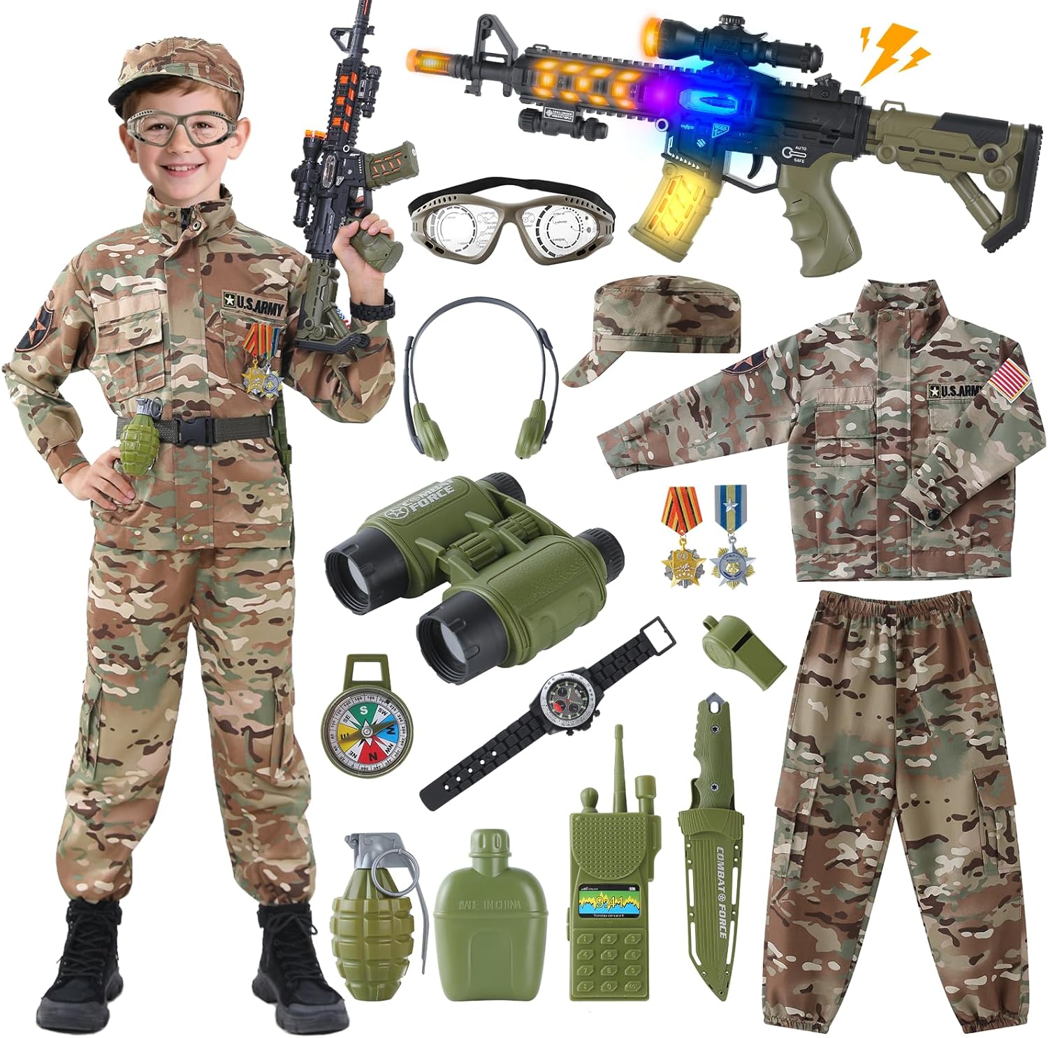 Kids Army Costume for Boys, Solider Boy Dress up, Halloween Costumes for Boys