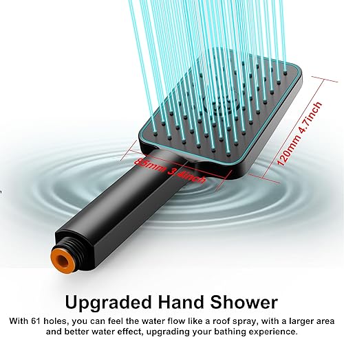 Miniatura 6 de Sistema de ducha de lluvia para montaje en el techo, ducha moderna de 12 pulgadas, juego de grifo de ducha de alta presión con juego de rociador de