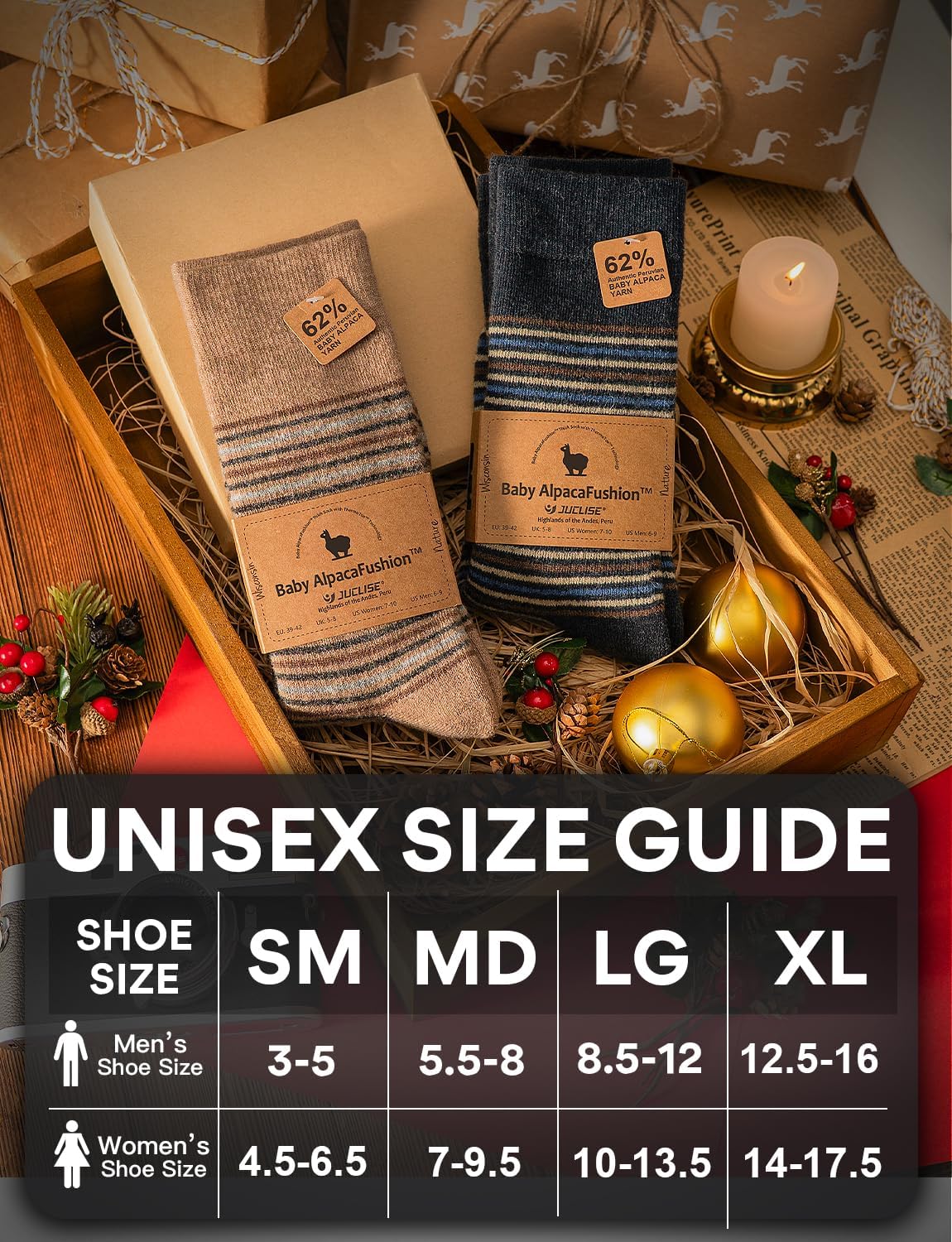 Alpaca Wool Winter Heavyweight Crew Socks Warm Thick Thermal Hiking Boot Work Cushioned Cozy Moisture Wicking - Image 3