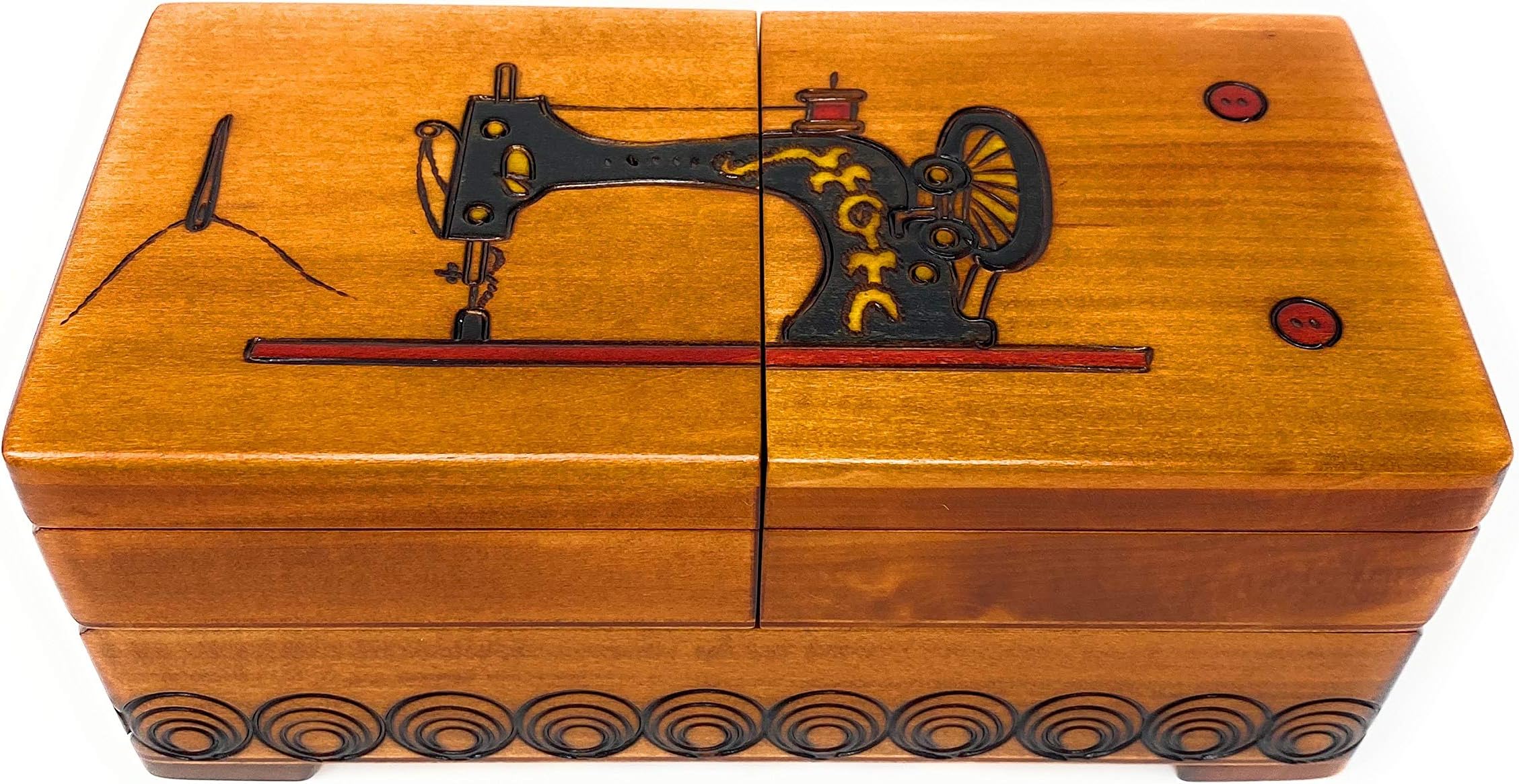 Sewing Wood Box, Sewing Machine Poland Handmade Wood Keepsake