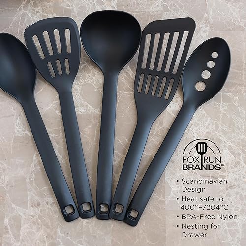 Miniatura 2 de Fox Run Juego de utensilios de nailon, cucharón, cuchara ranurada, cuchara, espátula y espátula