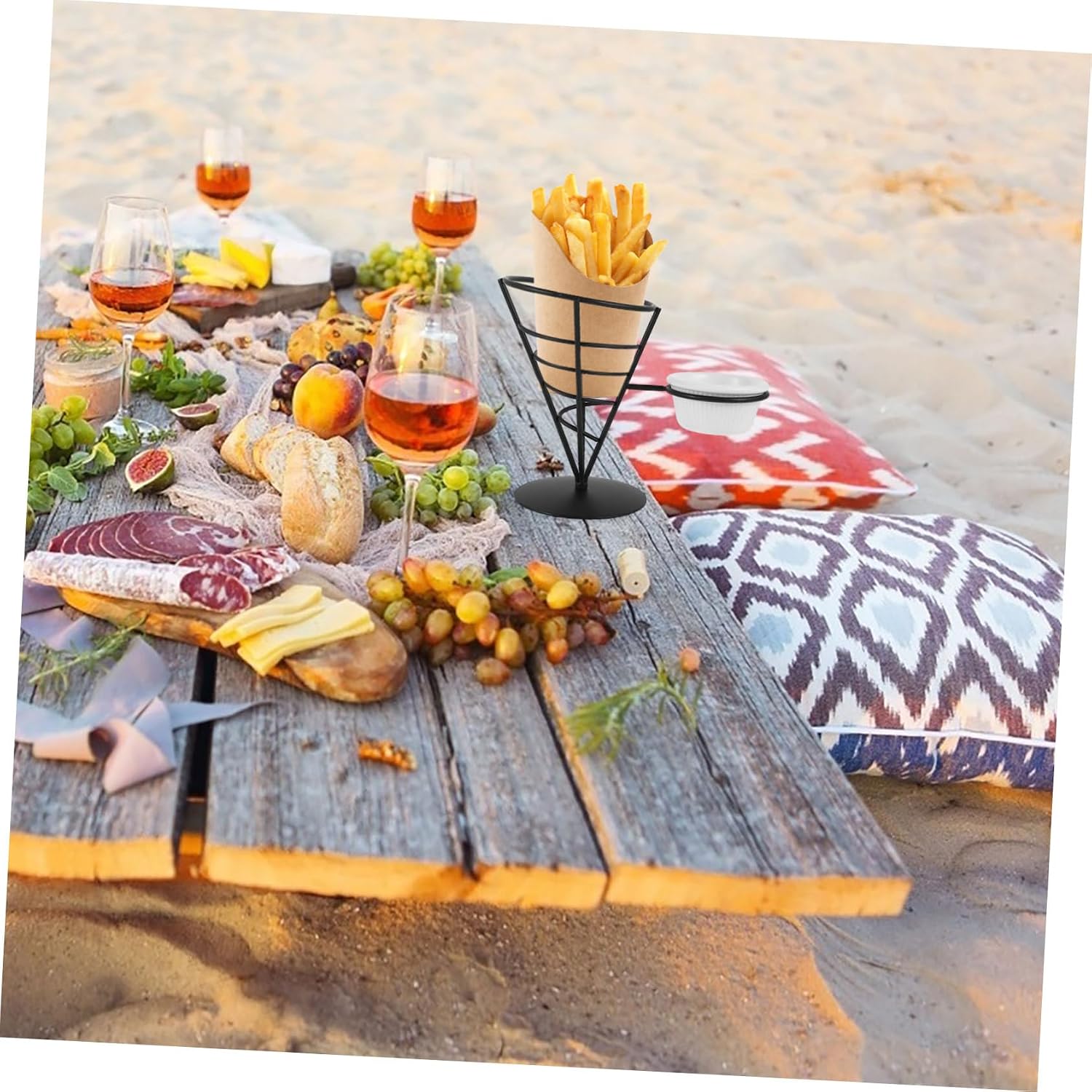 French Fries Snack Display Rack for Appetizers Versatile Food Holder for Home Parties Restaurants Sturdy Design for Fries Popcorn More