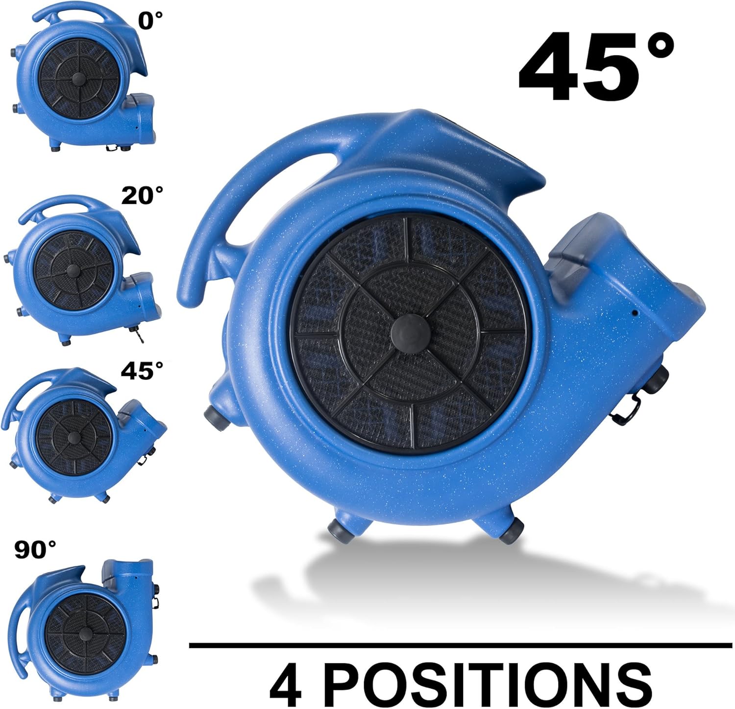 XPOWER X-800TF Pro 3/4 HP 3200 CFM Centrifugal Air Mover, Carpet Dryer, Floor Fan, Blower, Timer, Filter, for Water Damage Restoration, Janitorial, Plumbing, Home Use