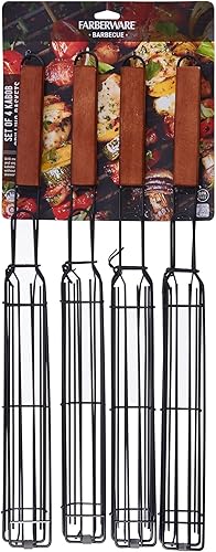 Miniatura 7 de Farberware 5290494 BBQ Shish Kabob - Cestas para asar, color negro y madera