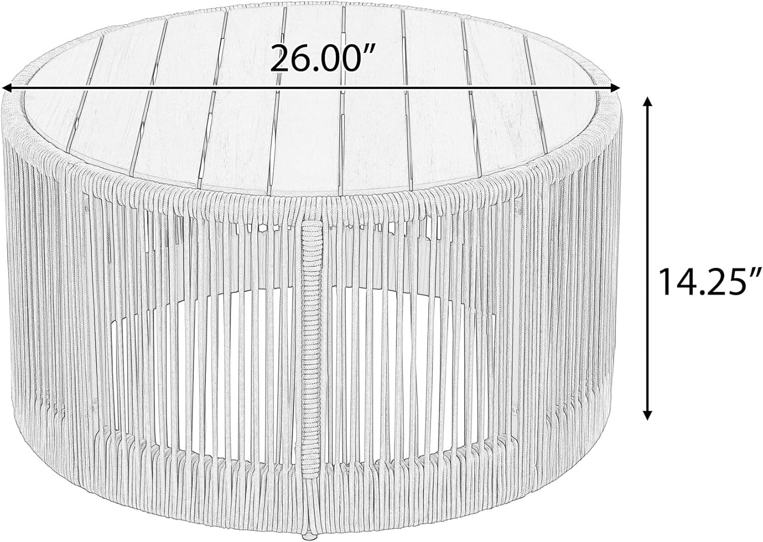 LUMISOL Outdoor Coffee Table & Side Table with Woven Rope Design, Rustic Industrial Table Set of 2 for Outdoor, Patio Table Set for Living Room Garden Balcony, Teak+ Beige