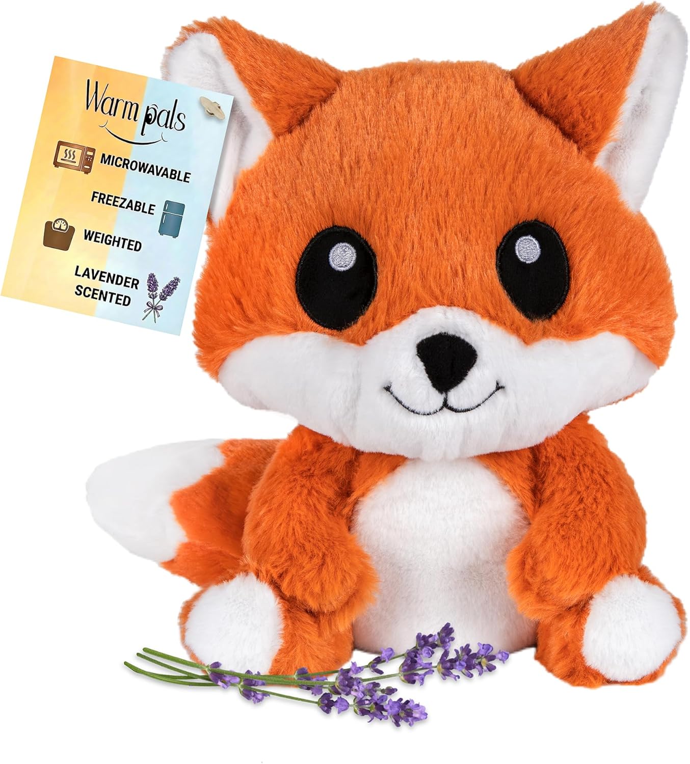 Friendly Fox - Microwavable & Weighted Plush Stuffed Animal - Heated Plushie for Warmth - Cute, Soft, Cozy Toy for Adults & Children (Boys, Girls, & Toddlers) by Warm Pals