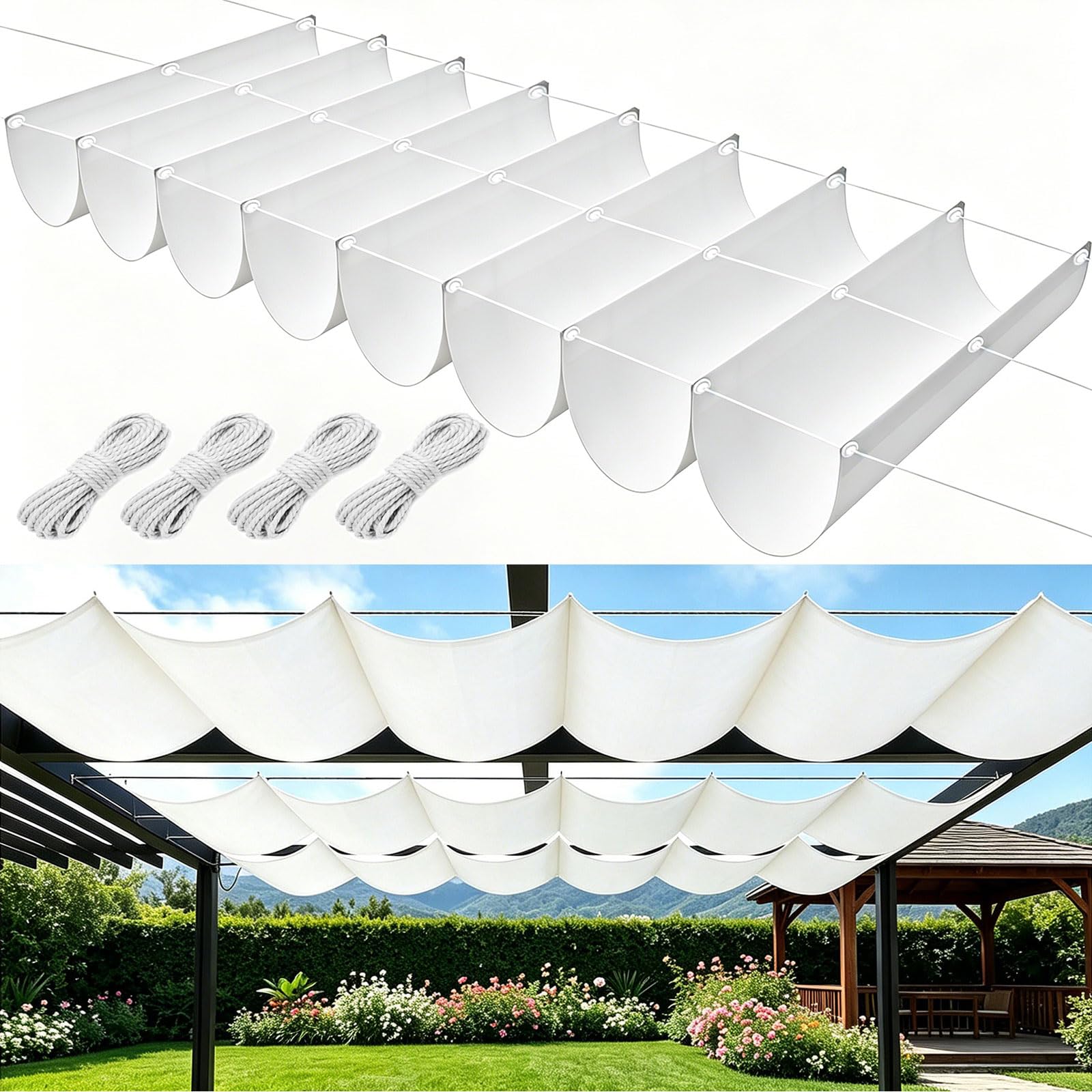 Toile d'ombrage contre la chaleur et la pluie 90x800 cm pour pergola
