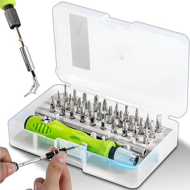 Retoo Zestaw precyzyjnych śrubokrętów magnetycznych, 32-częściowy z etui, zestaw bitów precyzyjnych do smartfona, tabletu, laptopa, zegarka, okularów, narzędzi, zestaw naprawczy