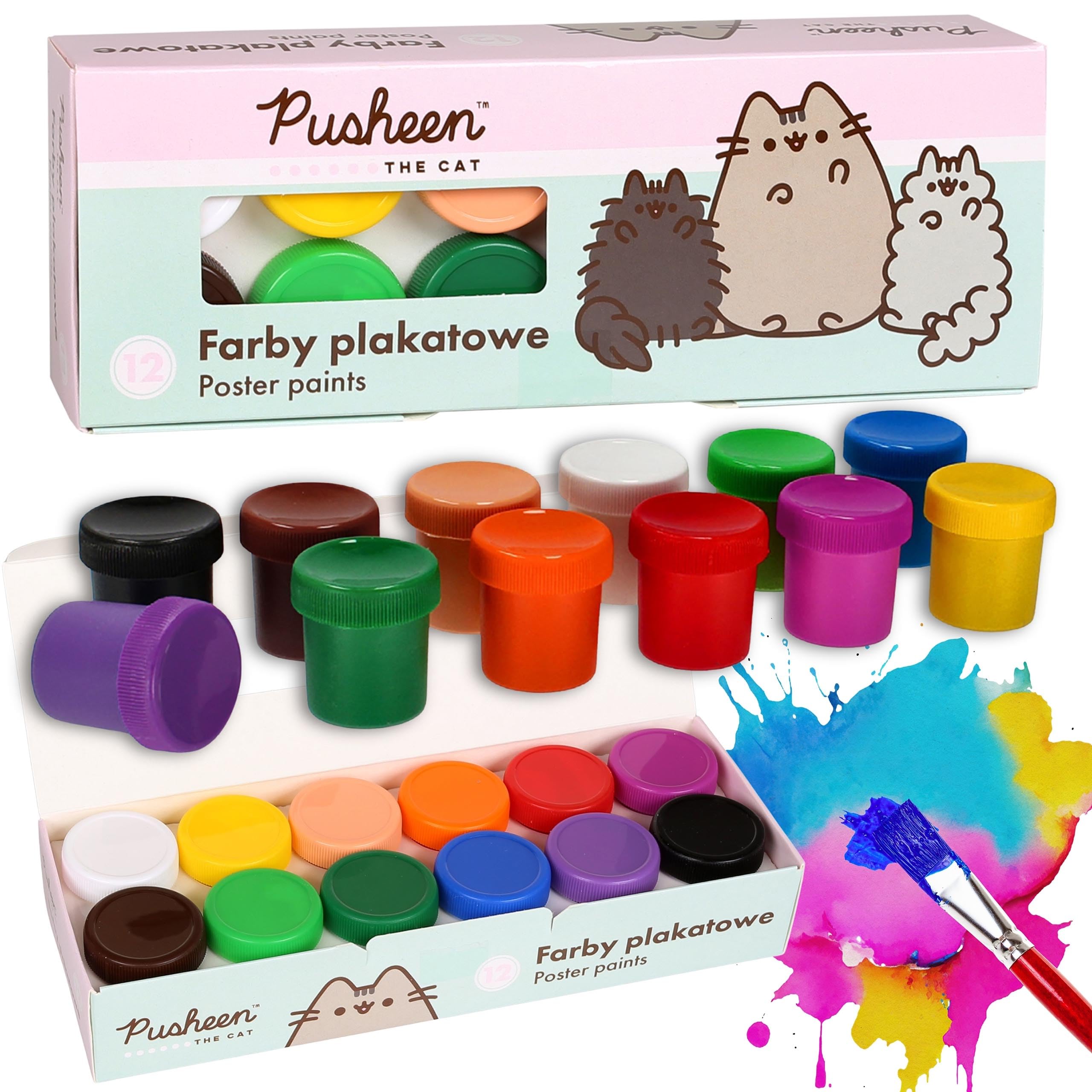 sarcia.eu Pusheen Poster paints for painting paints for school in jars 12 COLOURS 20 ml (Pusheen) - Image 2