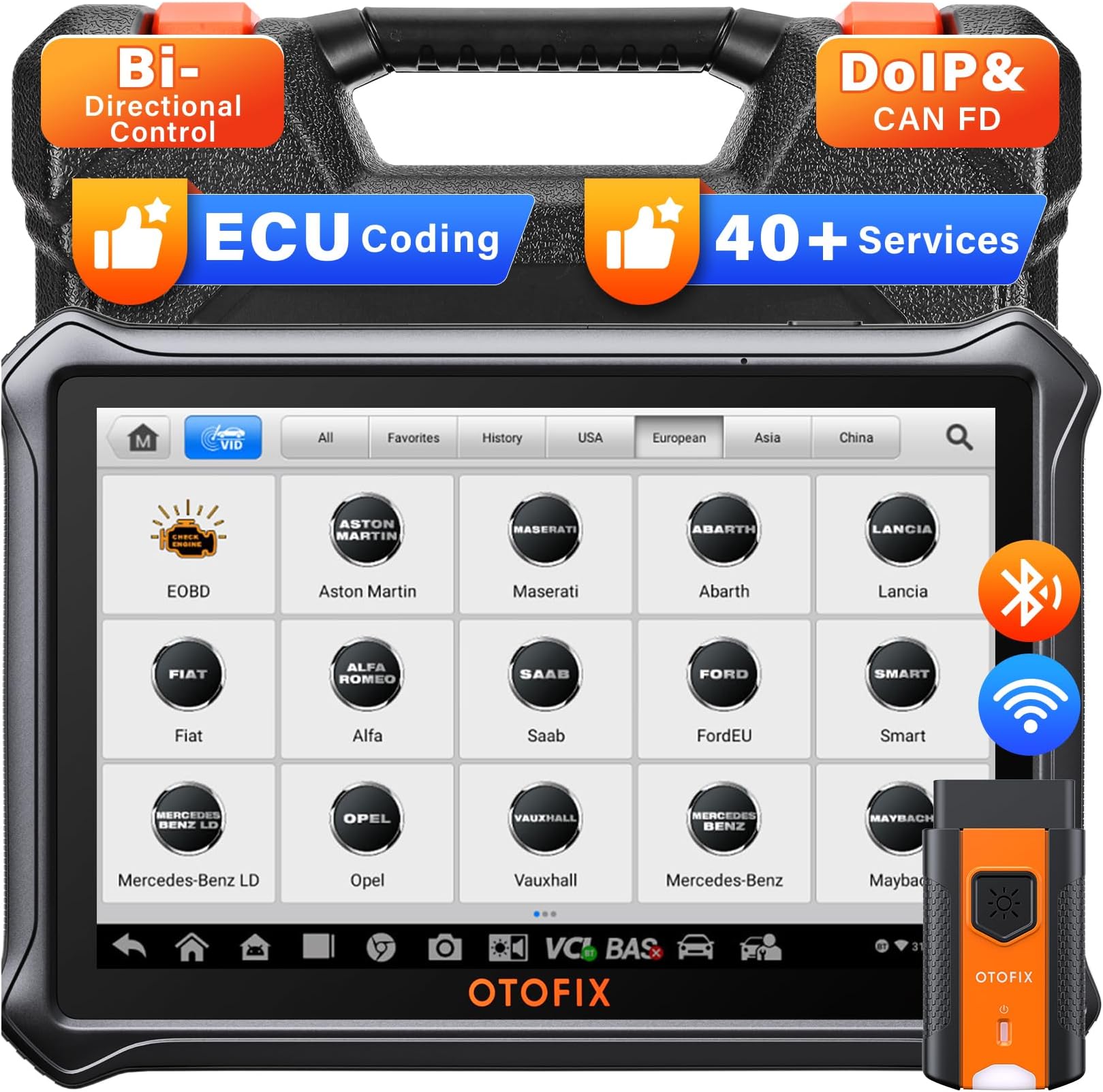 – D1 Car Diagnostic Scanner, 2026 Bidirectional Scan Tool, ECU Coding, 40+ Services, Cloud Report, FCA Autoauth, CANFD/DoIP, OE Full System Diagnosis, 2 YEARS Update