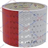 Vista 1 de Cinta de visibilidad DOT-C2 aprobada para camión reflectante, color rojo y blanco (3 pulgadas x 50 pies)
