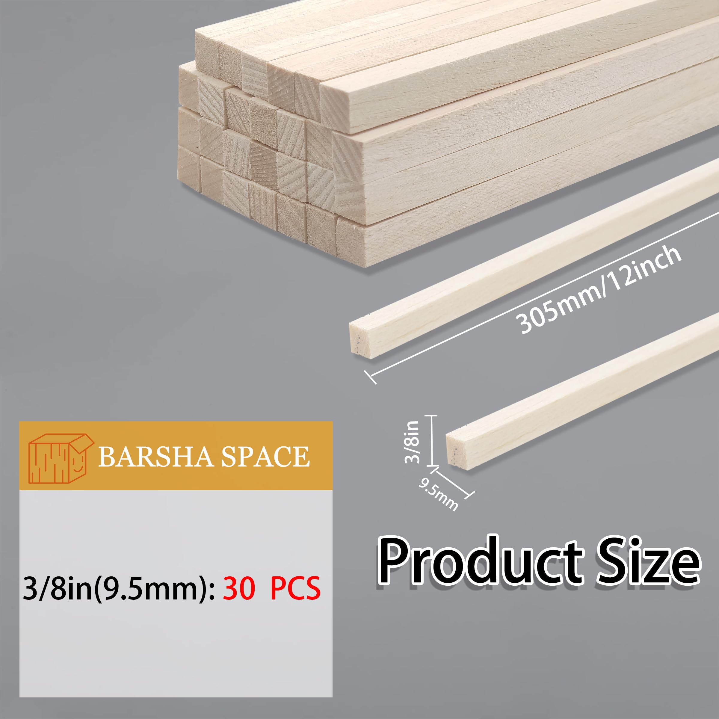 Balsa Wood Dowels - 30 Pack for Crafts & Models -2