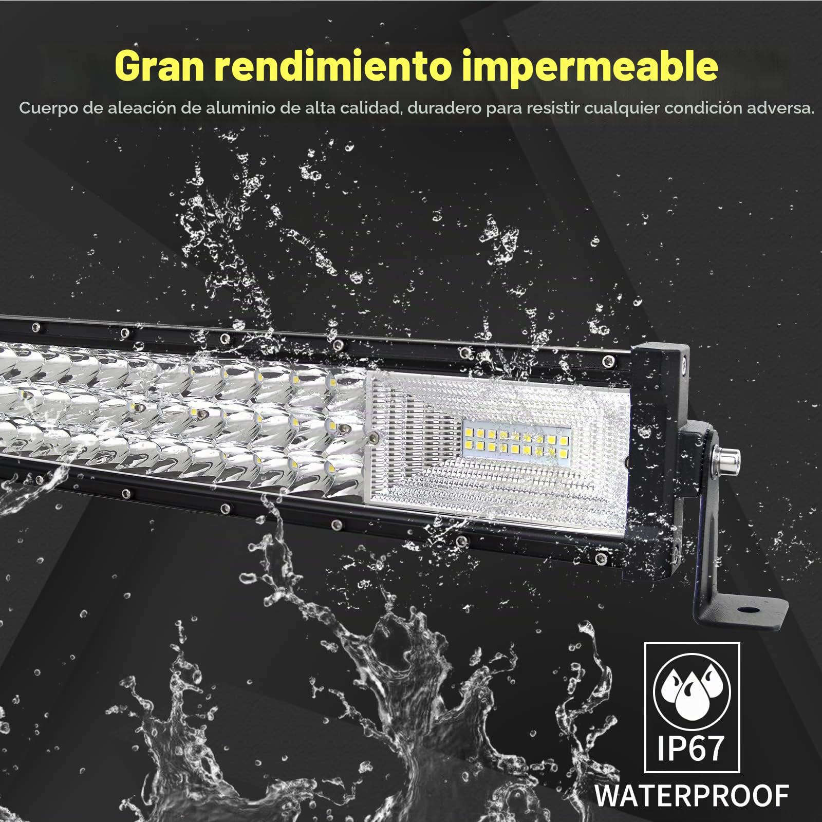 Willpower Barra Led 4x4 42 Pulgadas 540w Barras Led Coche Curvas 7D IP67 Impermeable Tri-fila Faro Led Focos Led 12v 24v 6000k Barras de Luz Led para Tractor SUV ATV UTV Off-road Con Mazo de Cables