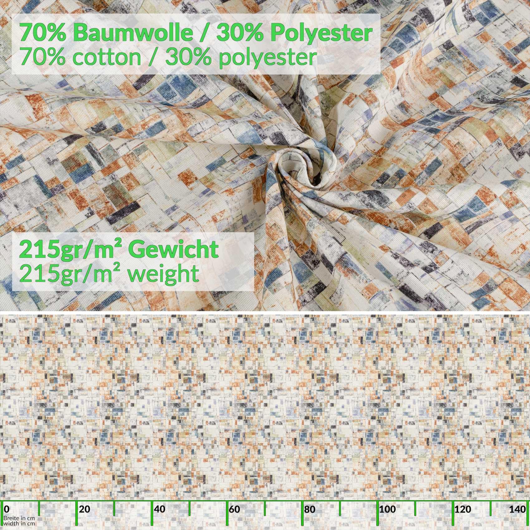 ANRO Mantel Antimanchas Mosaico Madera con Dobladillo 240x140 cm