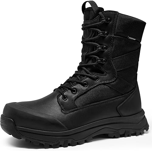 Tactical Boots for Men Lightweight Military Combat Work Boot Side Zipper Motorcycle Hiking Boots 8 Inches