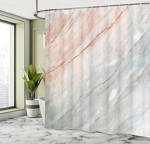 Miniatura 4 de Ambesonne Cortina de ducha con estampado de mármol, piedra de ónix texturizada, estilo natural, ilustración de arañazos, tela de tela para
