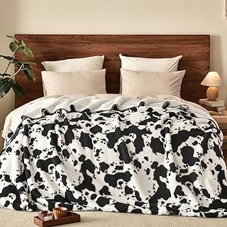 PHF Cute Cow Print Sherpa Blanket King Size for Women Men Adults, Revers...