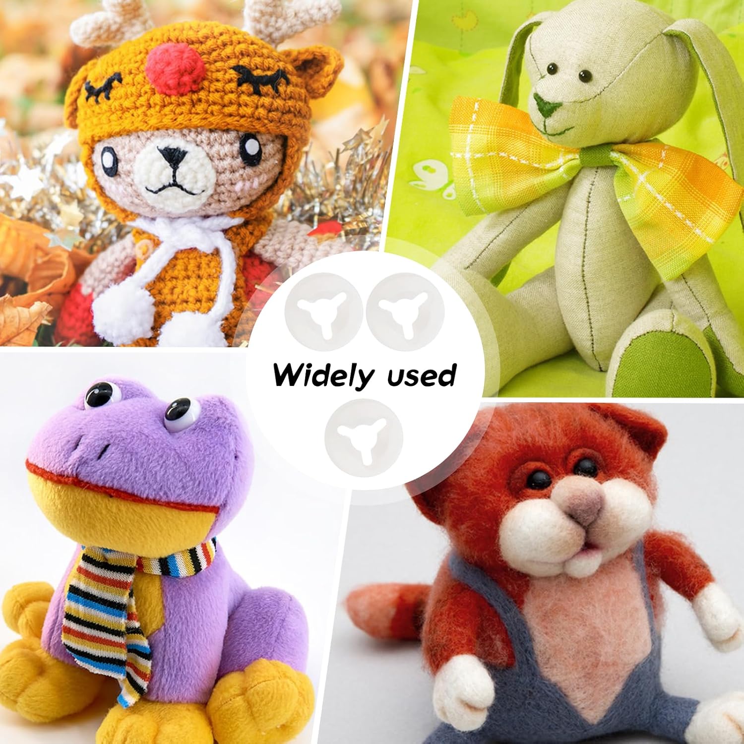 TOAOB 180pcs 9mm Plastic Washers Safety Eyes Backs for Stuffed Animals Amigurumis Crochet Bears Eyes and Noses