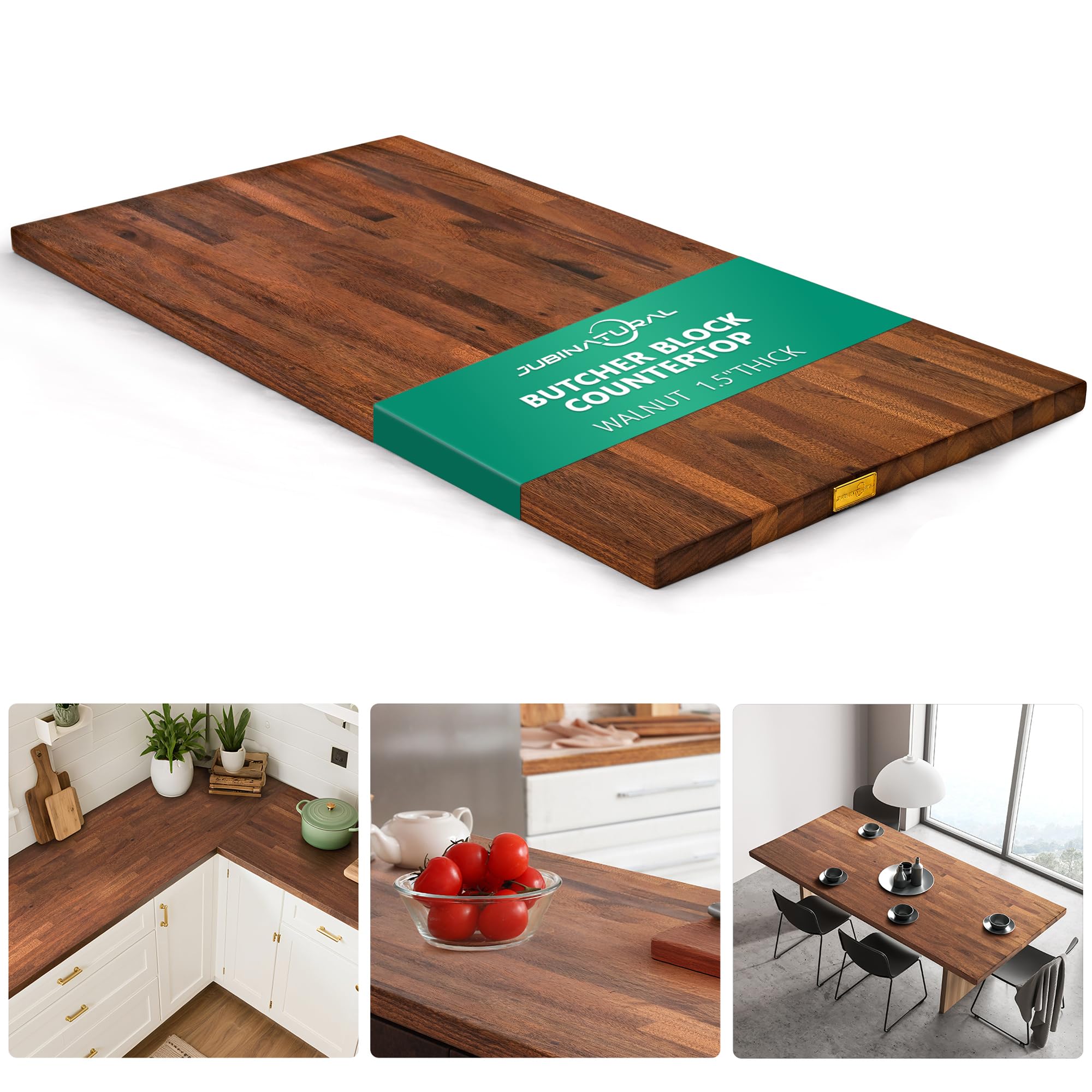 Finished Walnut Butcher Block Countertop, 48 x 25 x 1.5 In