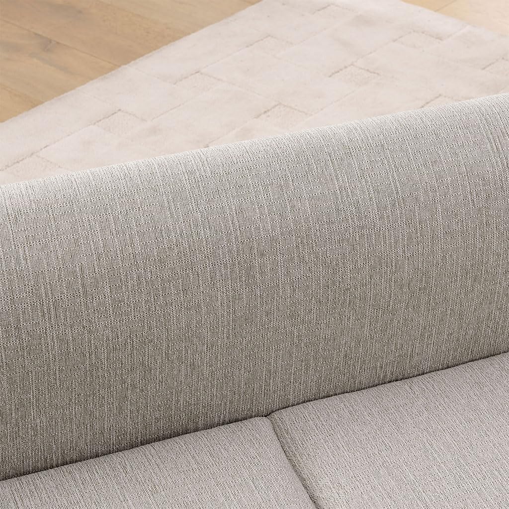 Dog Sofa Couch for Medium & Large Dogs, 56.5" Upholstered Pet Sofa Bed with Backrest & Armrests, Elevated Linen Dog Couch with Solid Wood Frame, Indoor Pet Furniture for Living Room,Beige