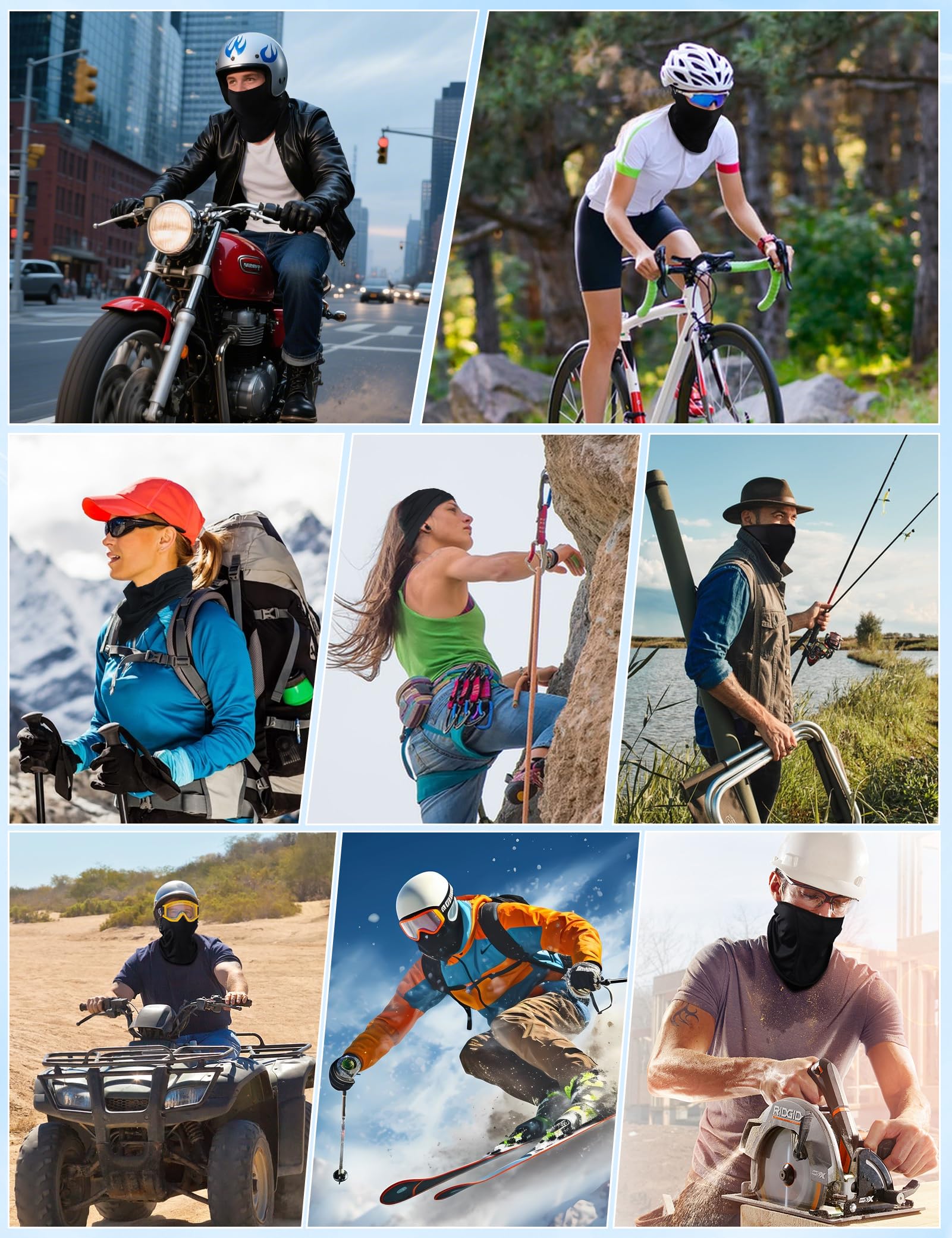 MELLIEX Passamontagna Estivo per Uomo e Donna, Traspirante e Leggero Sottocasco Moto Estivo Protezione UV con Fori per Occhiali, Balaclava per Motociclismo, Ciclismo, Sci e Sport all'Aria Aperta