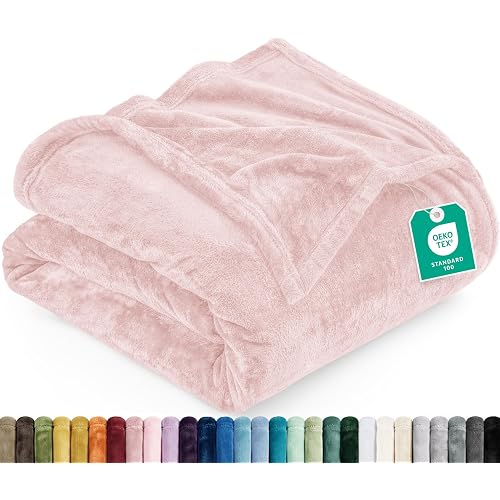 Utopia Bedding Soft Fleece Bed Blanket Queen Size Rose Pink (90x90 Inch)