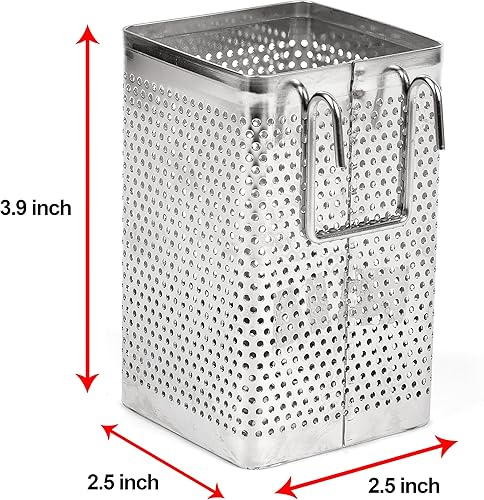 Miniatura 3 de LENITH Soporte perforado para utensilios de cocina con ganchos, almacenamiento de acero inoxidable para organizador apto para lavavajillas (cuadrado