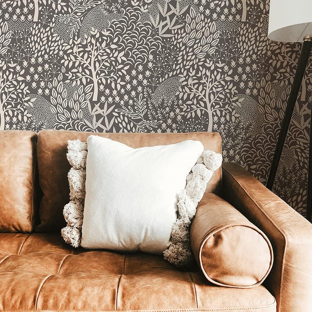 Tempaper Mythical Grey Woodland Fantasy Removable Peel and Stick Wallpaper, 20.5 in X 16.5 ft, Made in The USA