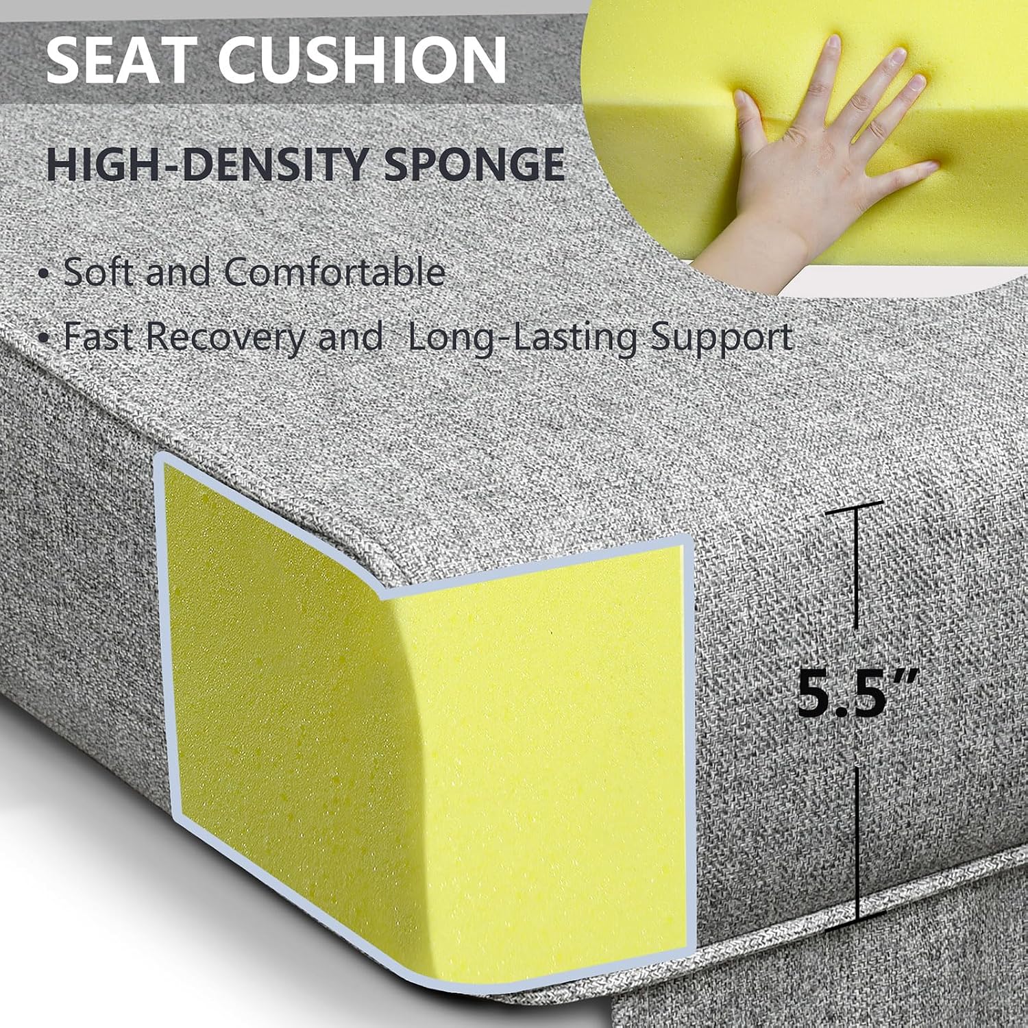 ATR ART TO REAL Indoor Outdoor Recliner Replacement Cushion, Patio Furniture Chair Sofa Washable Cushion Deep Seat, UV Protected, Fade Protected and Water Spill Repellet, Cover Can be Replaced (Grey)