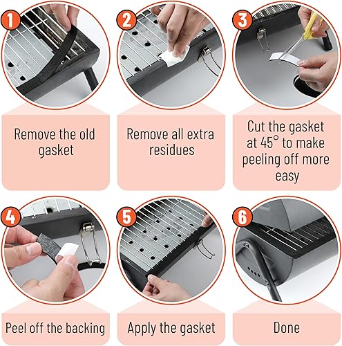 Miniatura 19 de UNCO Junta para ahumador - 15 pies, 1/2"X1/8", parrilla de alta temperatura y junta para barbacoa Negro