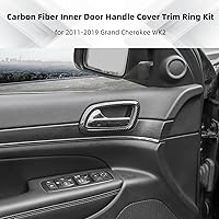 Vista 6 de Kit de anillo de ajuste de cubierta de manija de puerta interior de fibra de carbono, 4 piezas para Jeep Grand Cherokee 2011-2019