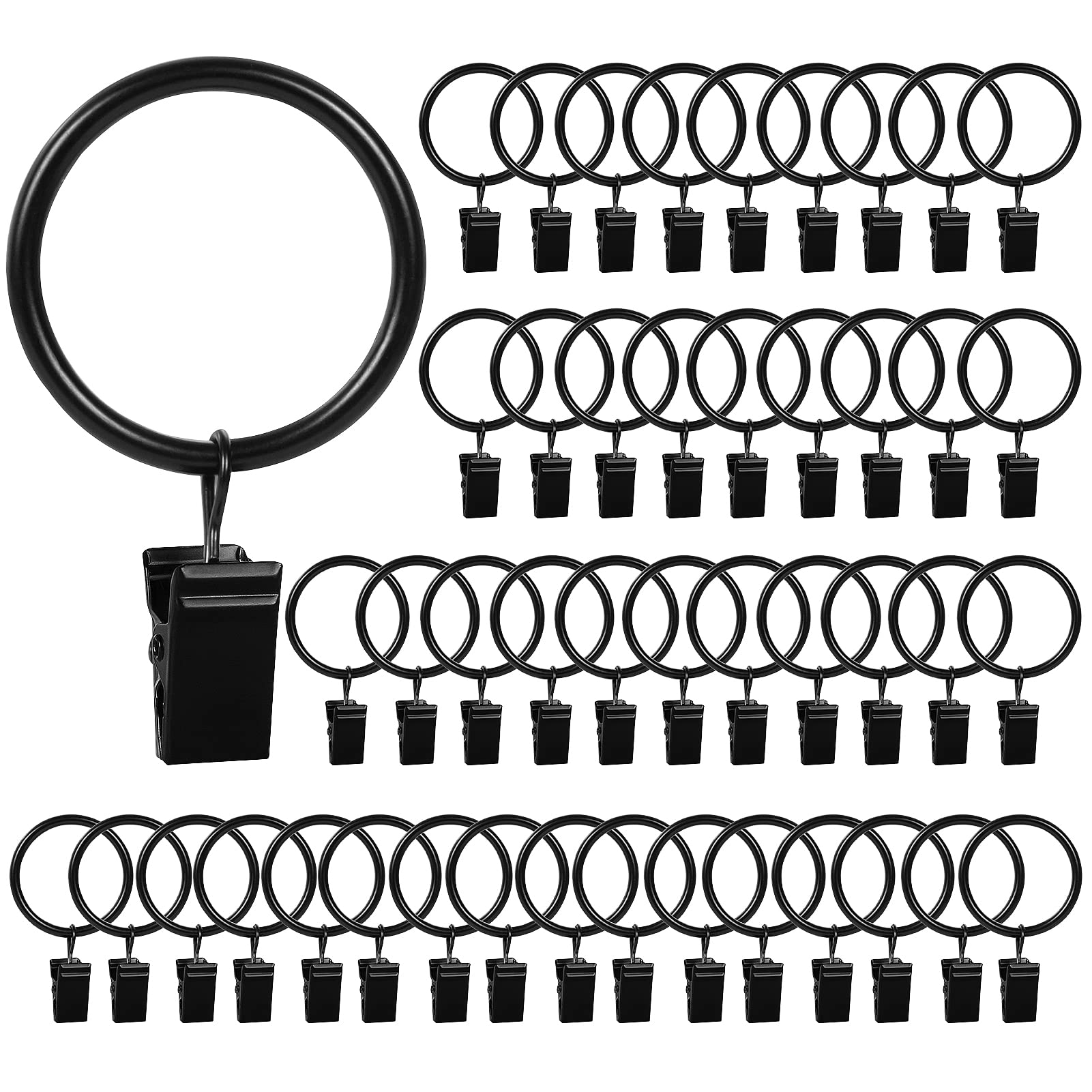 46 Pack Shower Curtain Hooks,Curtain Rings Metal Hooks with Clips,Curtain Rod Clips Photo Small Clips Shower Black Curtain Hangers for Indoor Outdoors