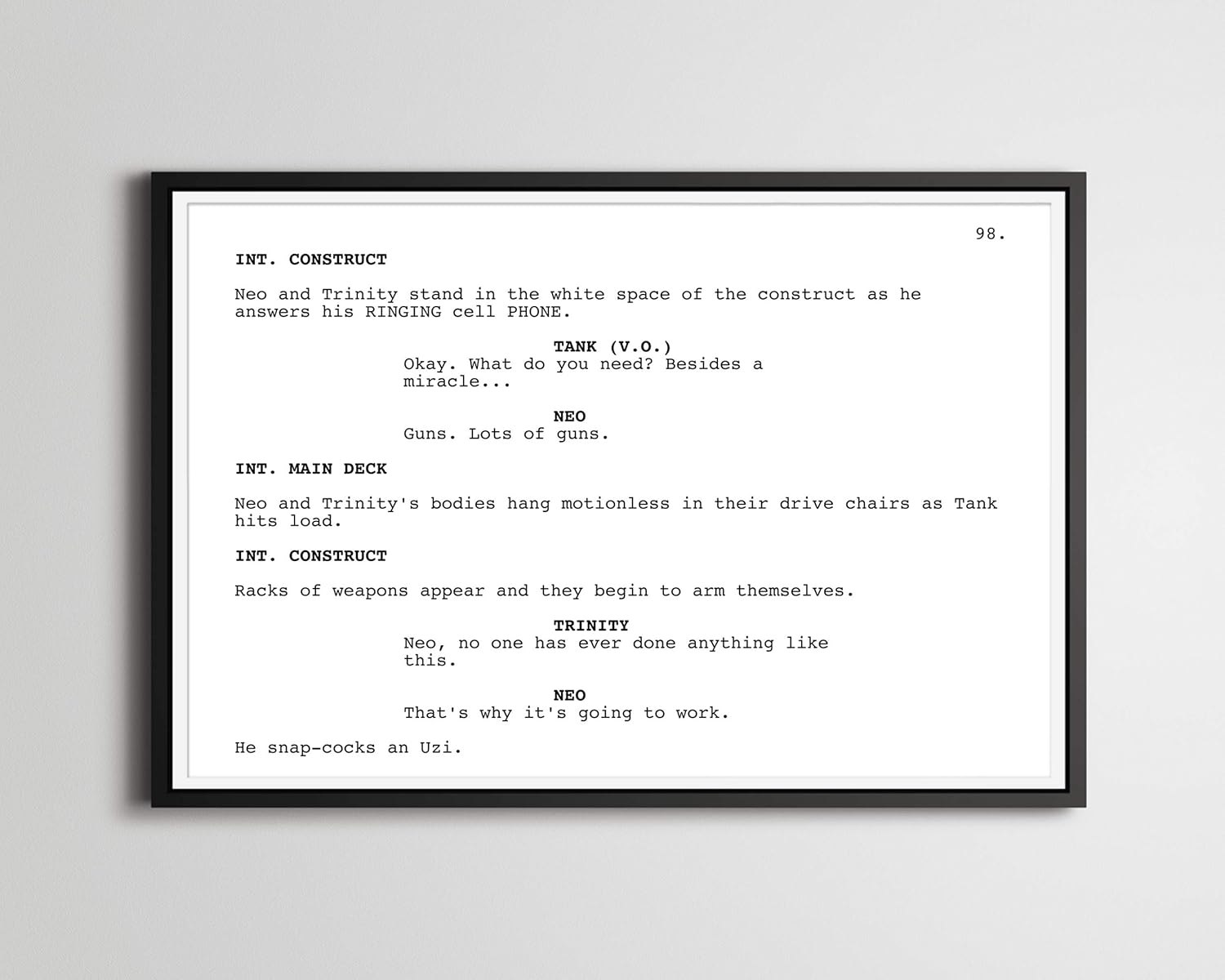 THE MATRIX Screenplay POSTER! (up to 24" x 36") Minimal
