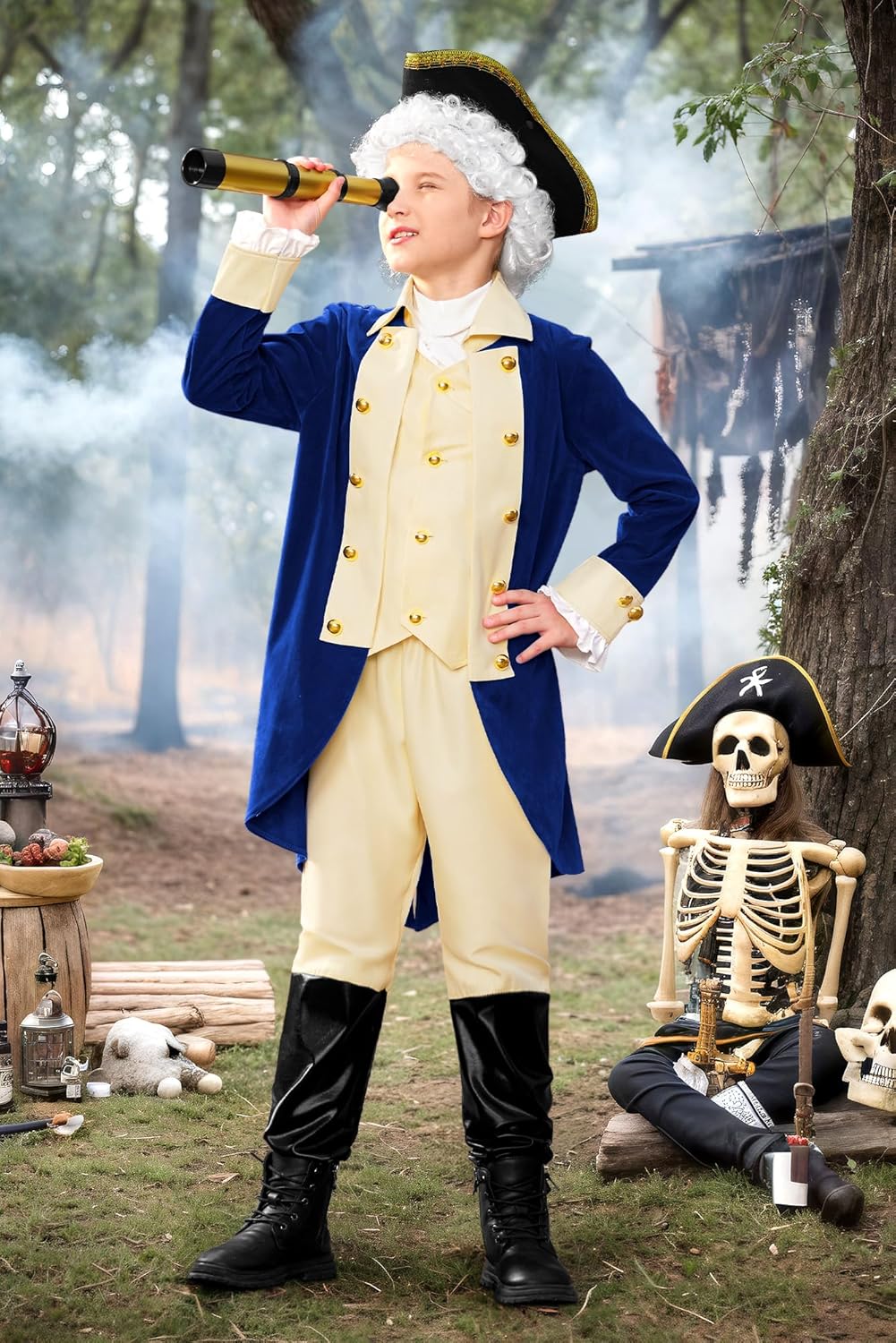 BesserBay 8 Pieces Boys Colonial Outfit 18th Century American Founding Fathers Uniform 6-14 Years