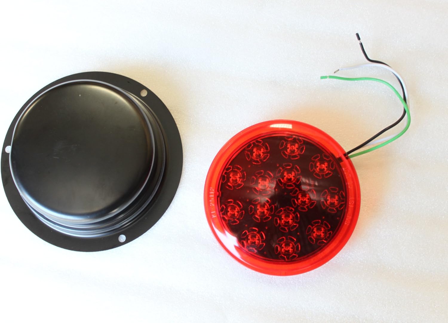 4 LED Round Flush-Mount Stop/Turn/Tail Lights Red 5 3/8" Truck Trailer RV 25105R