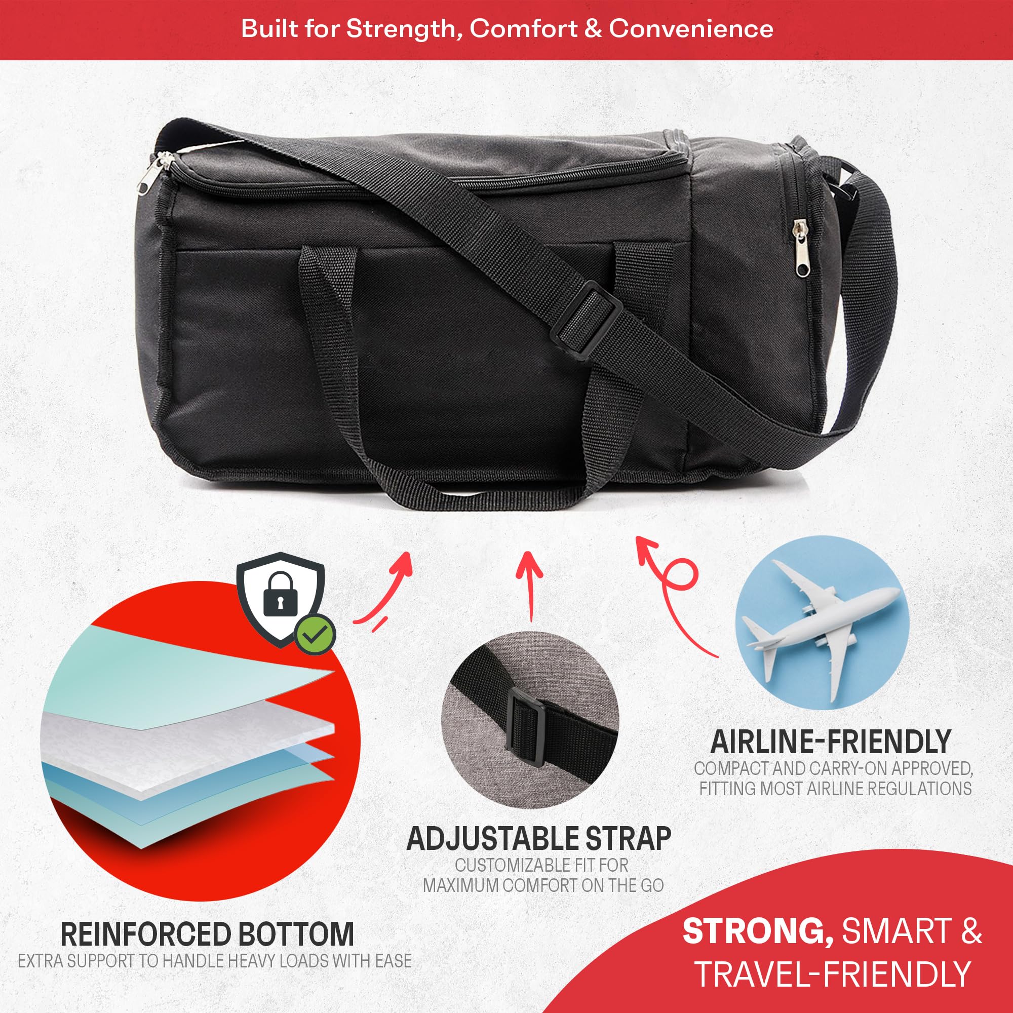 Sac de Sport 20 L / 40 L Grande capacité – Gym, Fitness, Piscine, Voyage – Poche latérale, Double Zip, bandoulière – Torbes Meteor Cabine Ryanair/EasyJet - 4