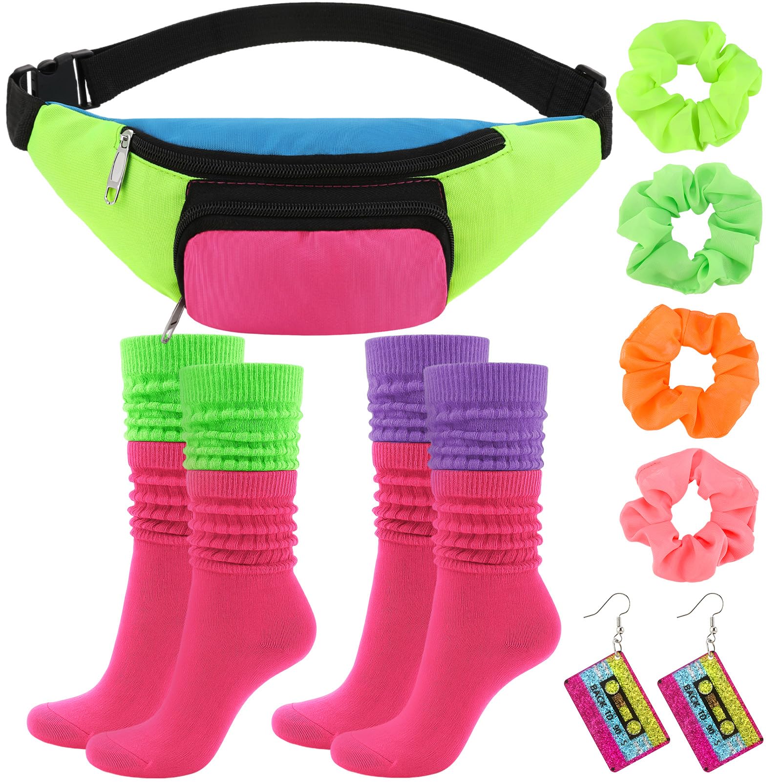 80s Costume Accessories Set Neon