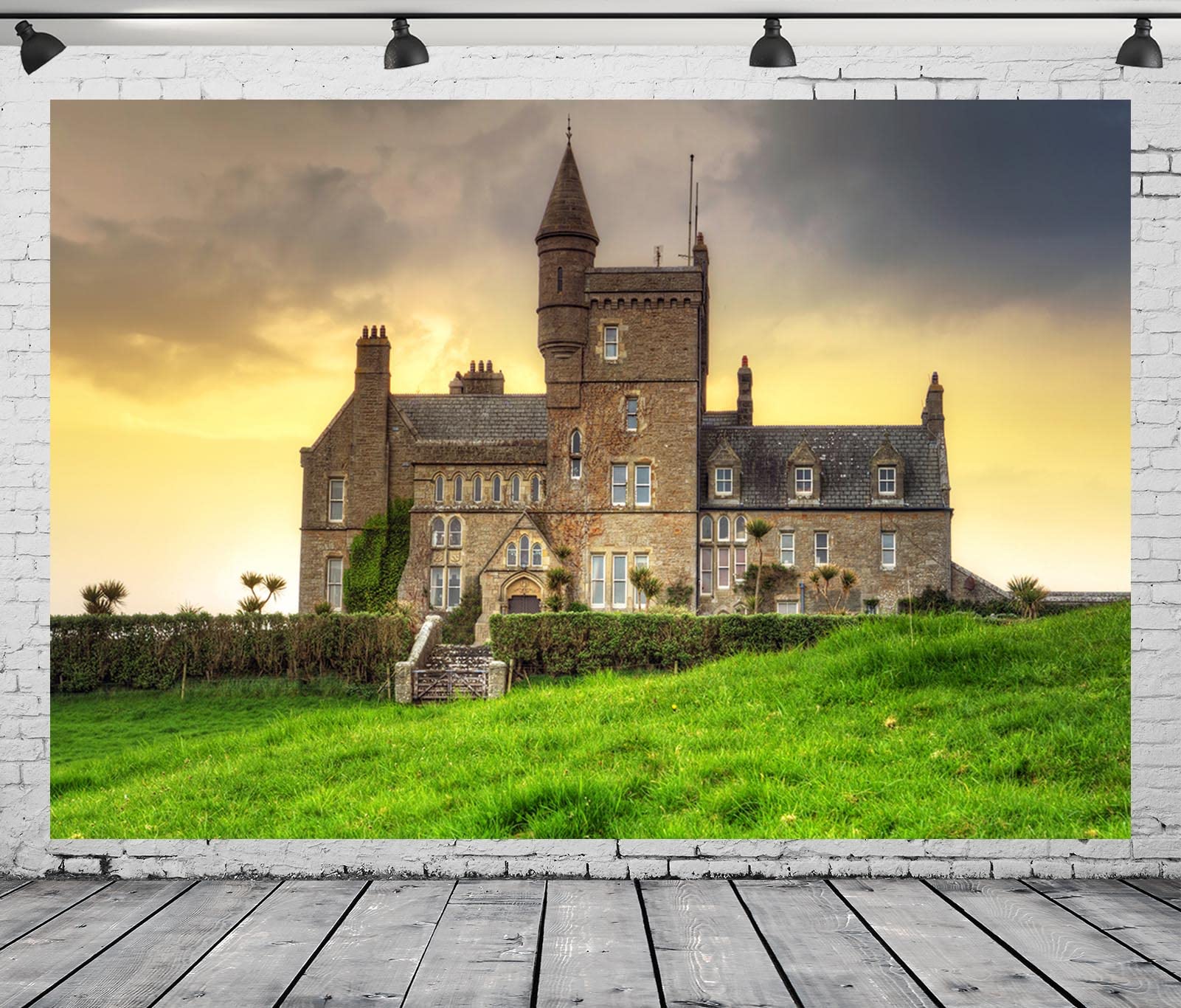 BELECO 7x5ft Fabric Ireland Moher Cliffs Backdrop Spring Nature Ocean Scenery Green