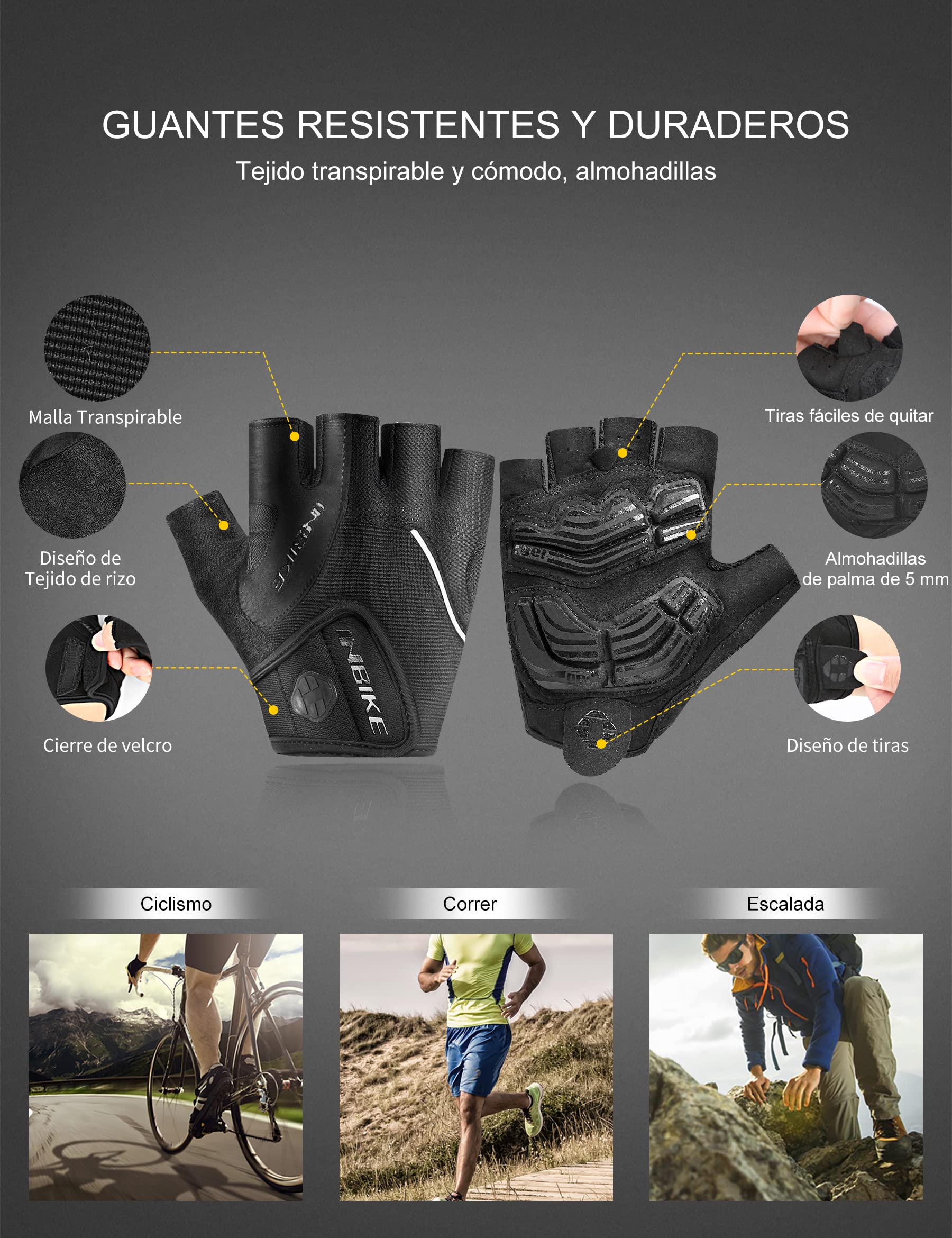 INBIKE Guantes MTB Hombre Bicicleta Ciclismo Verano