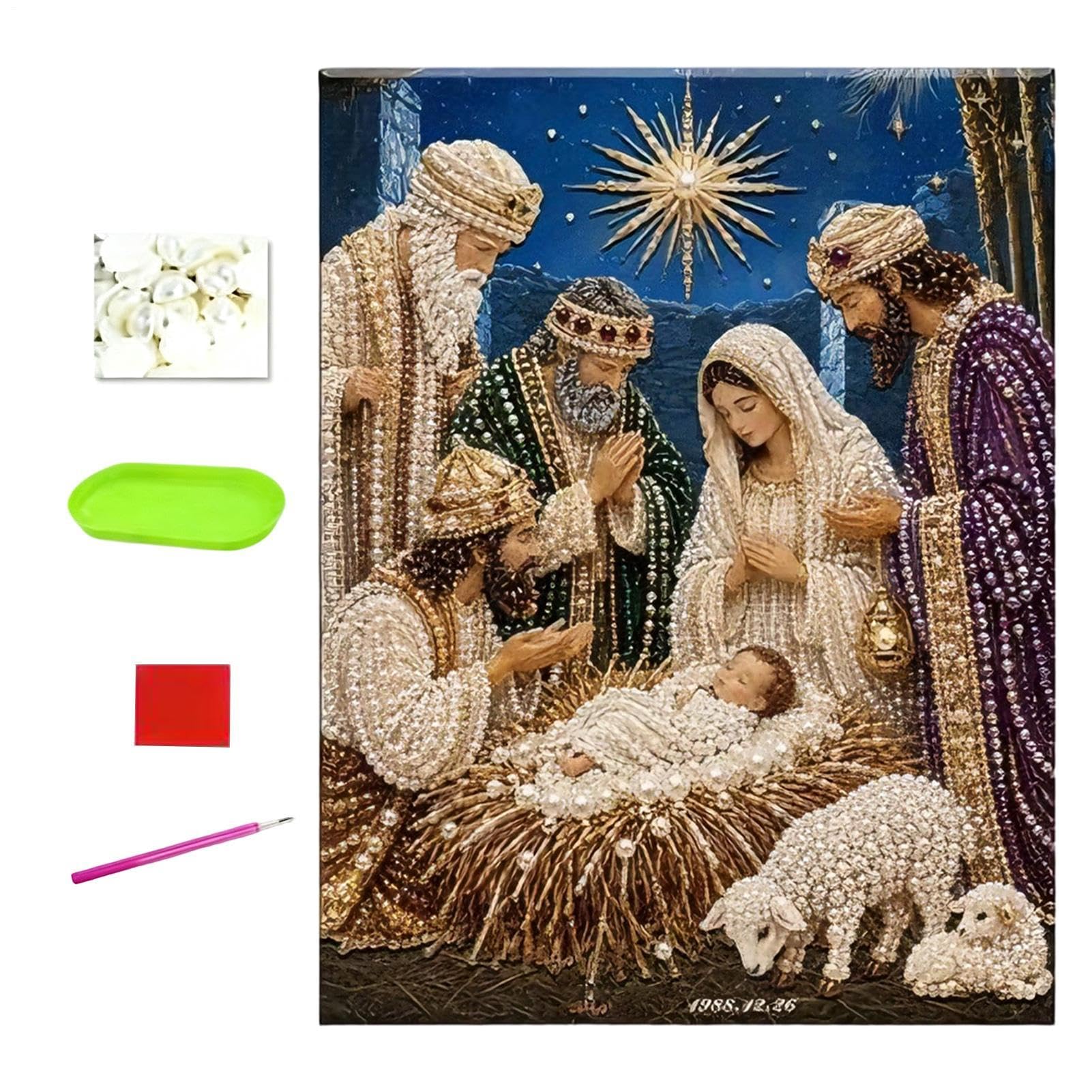 Religious Nativity Scene Pearl Diamond Art Kits for Adults (B)