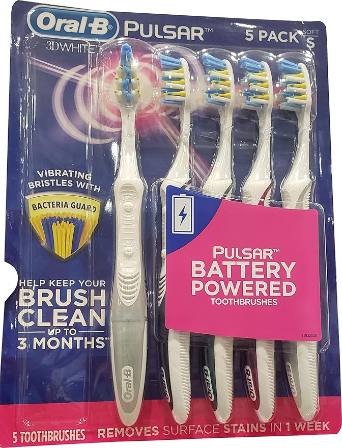 Oral B Oral B 3D White Pulsar Battery Toothbrush (5 Pack), 5Count Health & Household